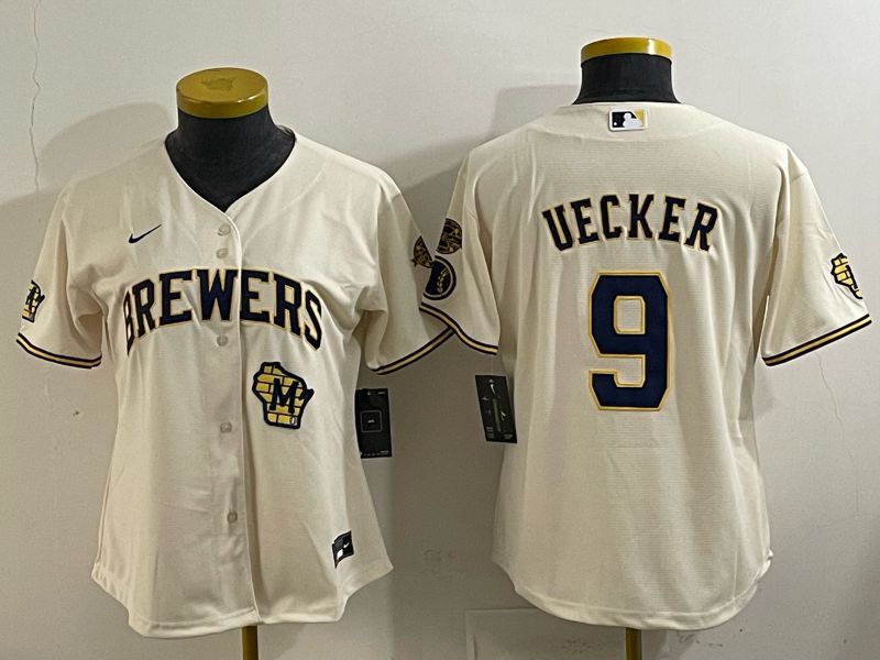 Women 2025 Milwaukee Brewers #9 Uecker Cream 2025 Nike MLB Jersey 015->women mlb jersey->Women Jersey
